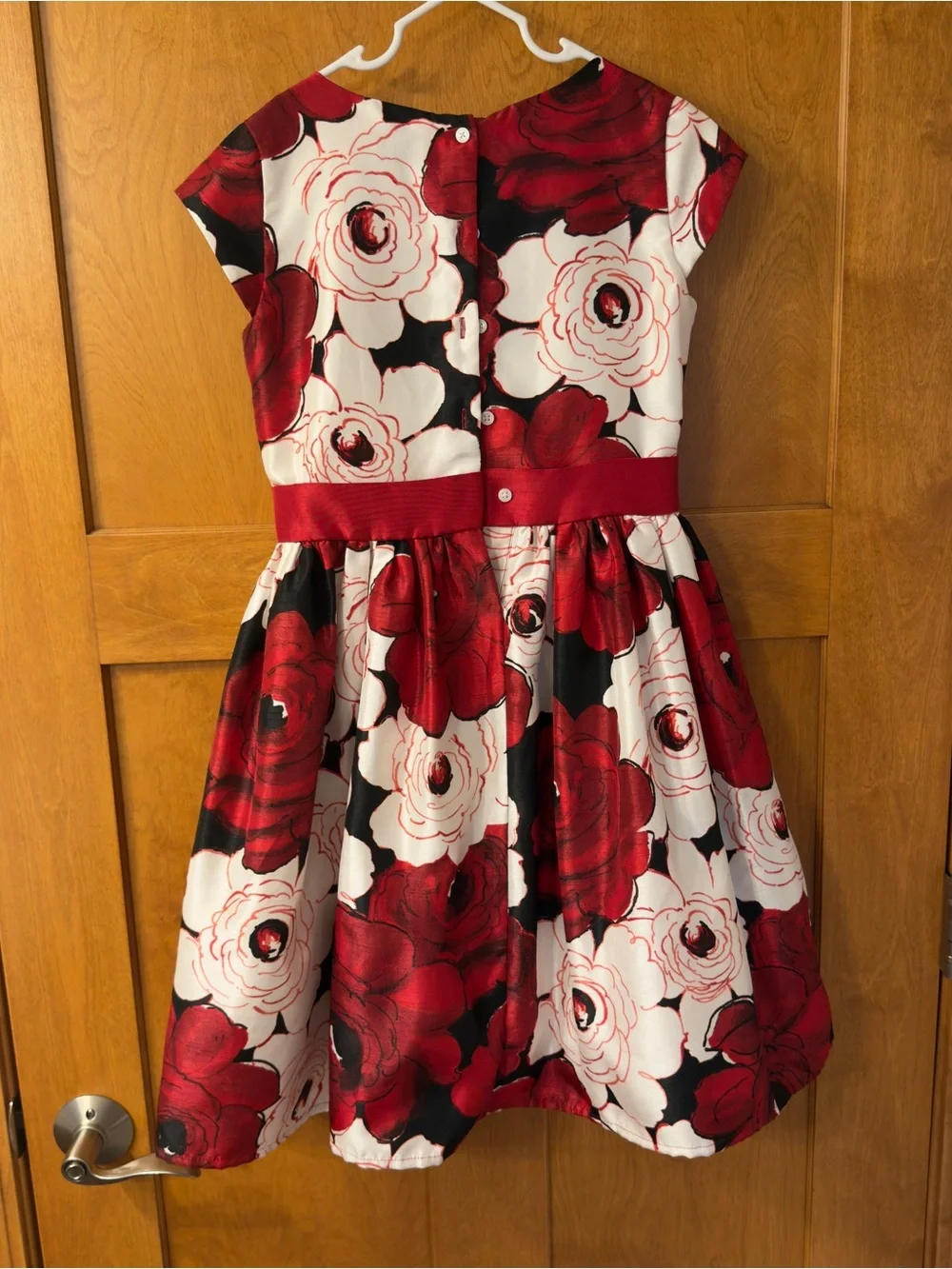 Gymboree Red and White Floral Bow Waist Party Dress
